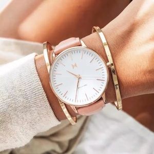 MVMT Women’s Nude Rose Gold Leather Watch